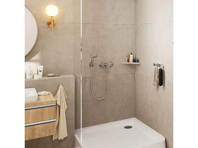 Ensemble support mural et douchette 100 Vario EcoSmart 9 l/min avec flexible de douche 160 cm chromé Hansgrohe Vernis Blend