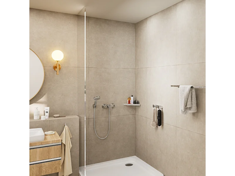 Pommeau de douche HANSGROHE Vernis Blend EcoSmart 100 avec support et flexible chromé