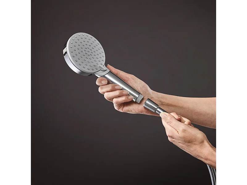 Pommeau de douche HANSGROHE Vernis Blend EcoSmart 100 avec support et flexible chromé