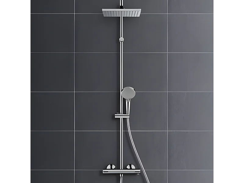 Colonne de douche thermostatique HANSGROHE Vernis Shape 230 Green Chromé + nettoyant Briochin