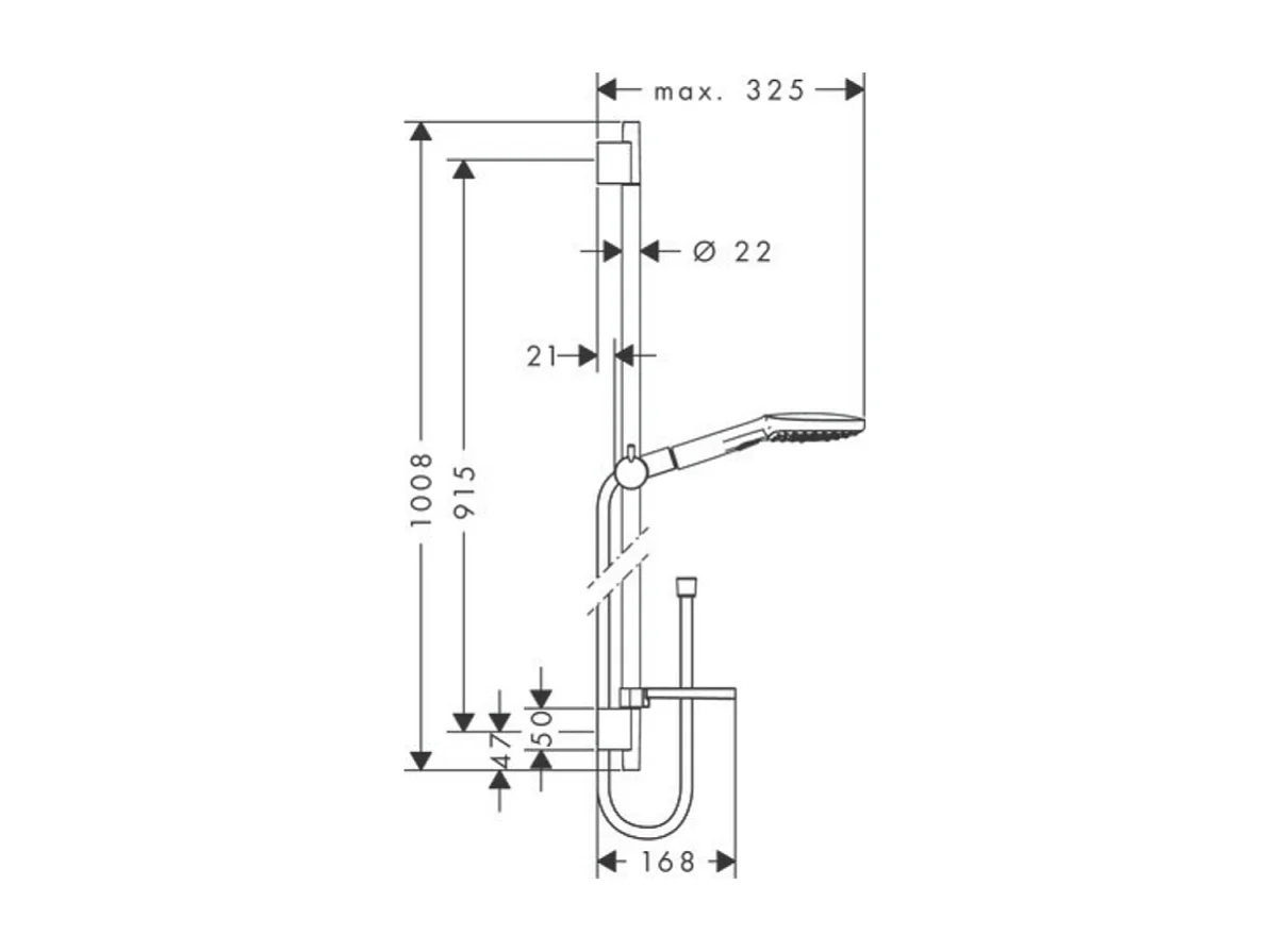 Set de ducha 120 3jet con barra Unica'S puro 90 cm y jabonera cromada Hansgrohe Raindance Select E