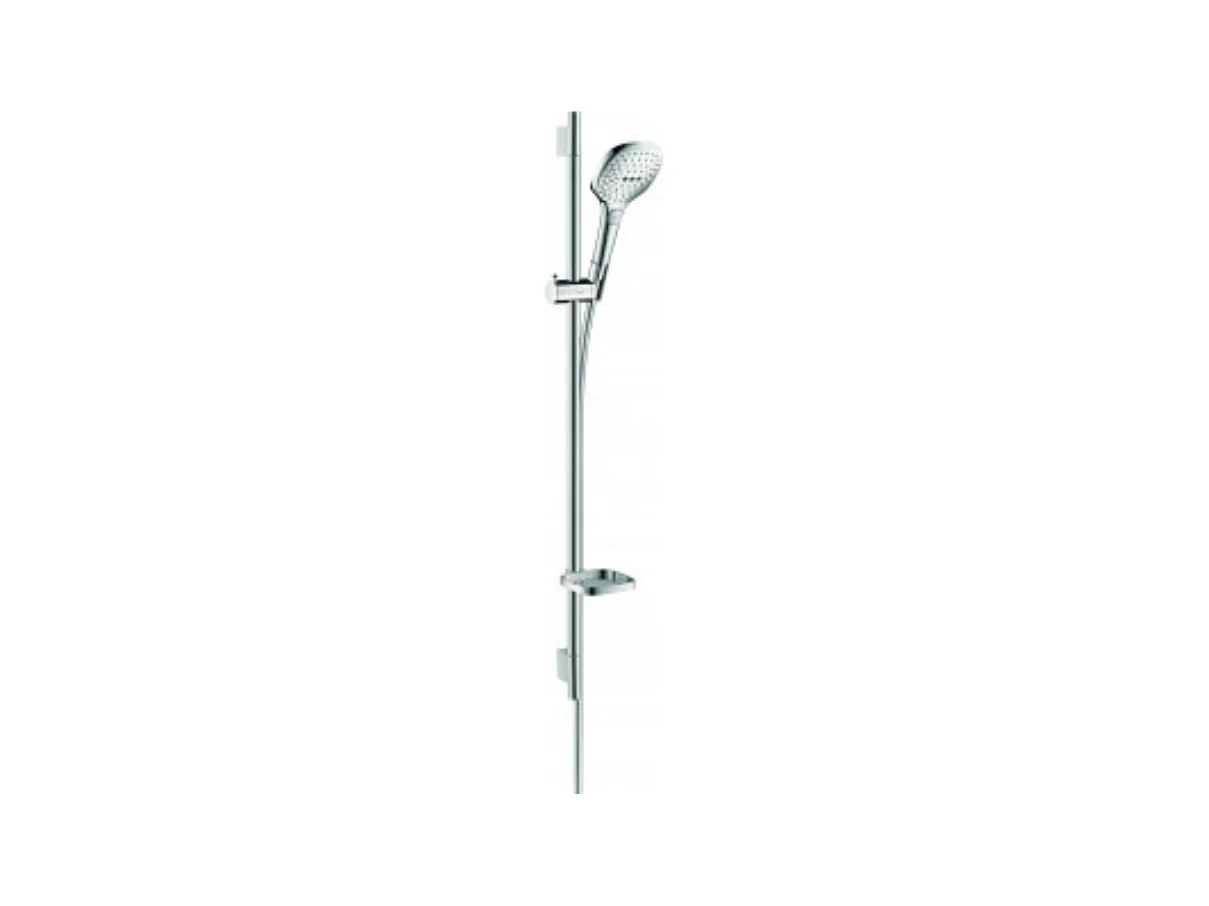Set de douche 120 3jet avec barre Unica'S puro 90 cm et porte-savon chromé Hansgrohe Raindance Select E