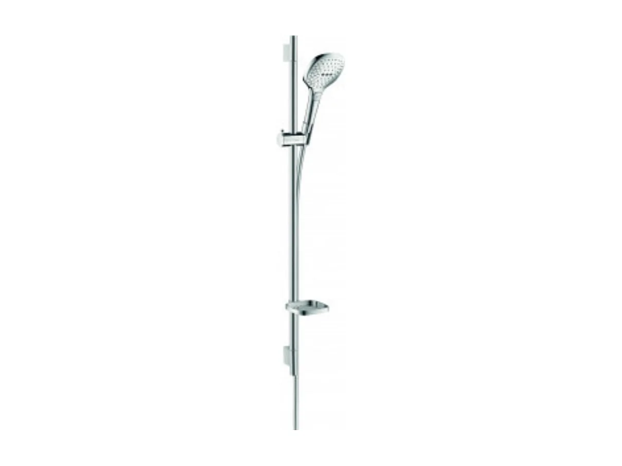 Set de douche 120 3jet avec barre Unica'S puro 90 cm et porte-savon chromé Hansgrohe Raindance Select E
