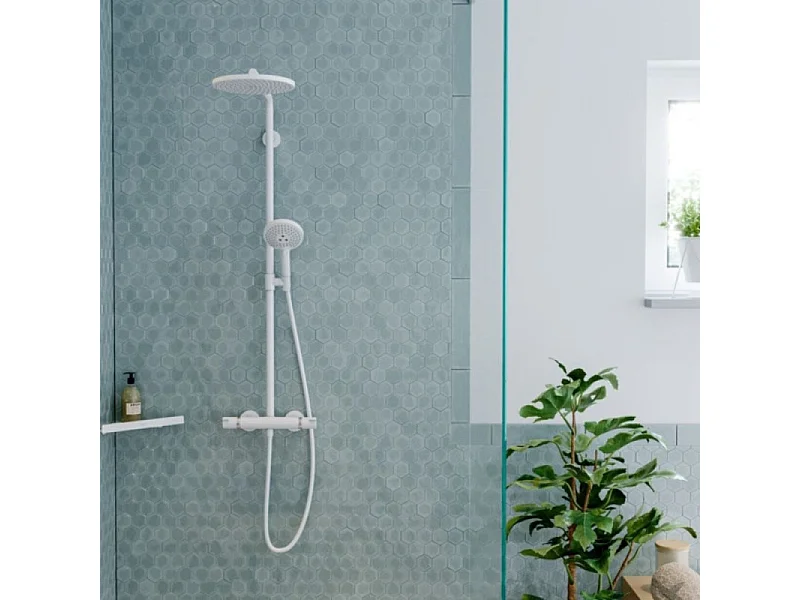 Colonne de douche thermostatique HANSGROHE Croma Select S 280 Blanc mat + nettoyant Briochin