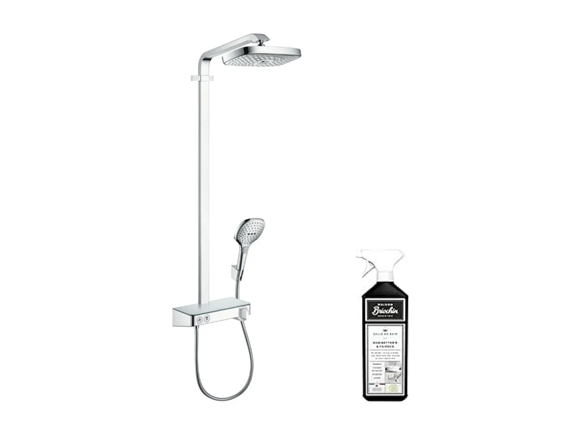 Colonne de douche HANSGROHE Raindance Select E EcoSmart chromée + nettoyant Briochin