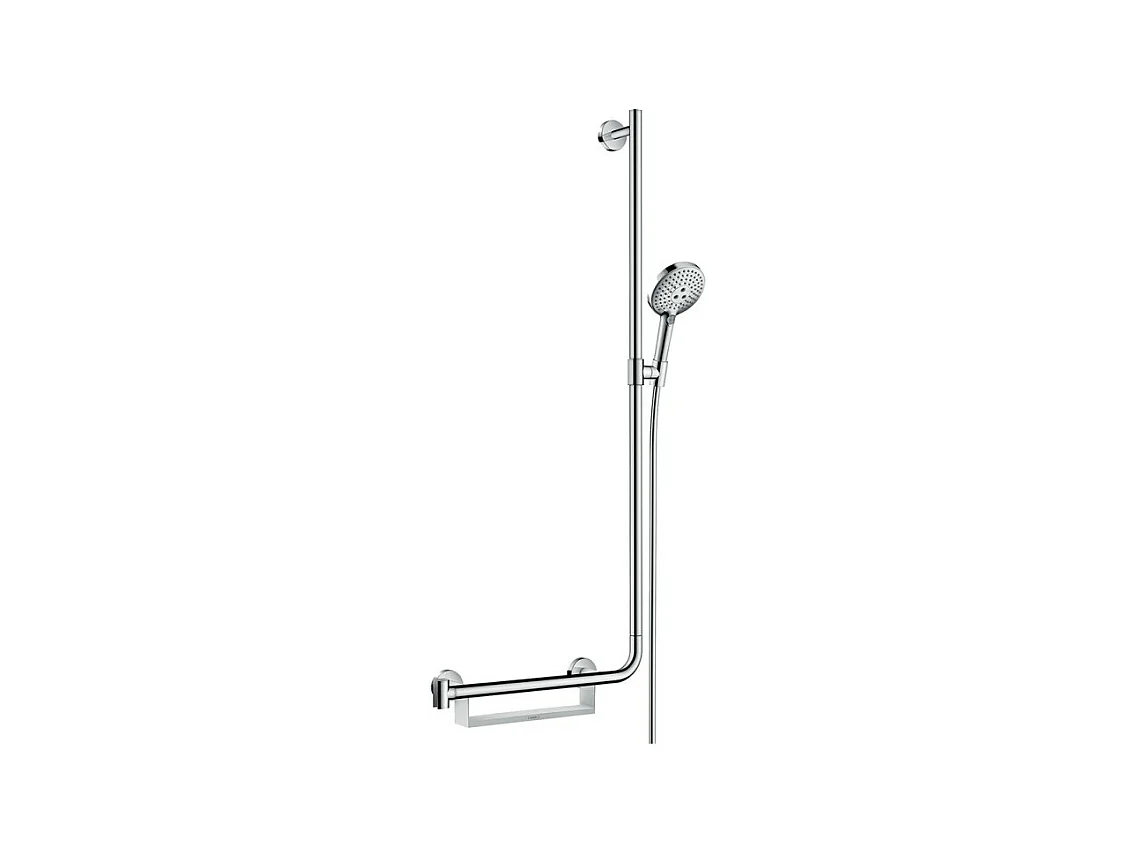 Set de douche 120 3jet avec barre Unica'Comfort110 cm et poignée d'appui à gauche chromé Hansgrohe Raindance Select S