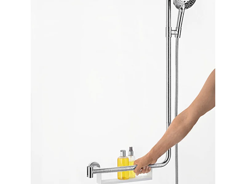 Set de douche 120 3jet avec barre Unica'Comfort110 cm et poignée d'appui à gauche chromé Hansgrohe Raindance Select S