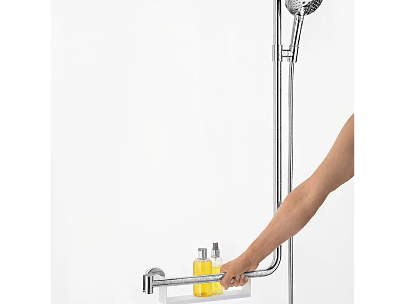 Set de douche 120 3jet avec barre Unica'Comfort110 cm et poignée d'appui à gauche chromé Hansgrohe Raindance Select S