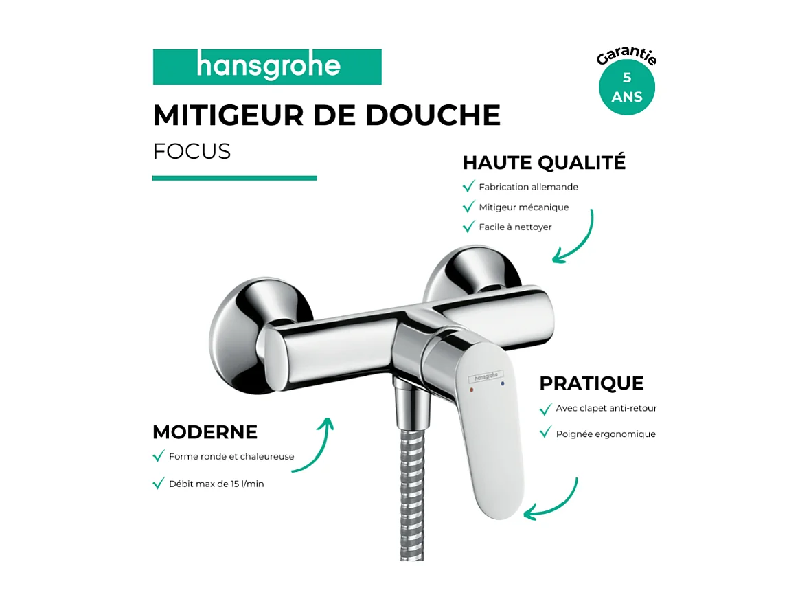 HANSGROHE Focus mezclador de ducha mecánico cromado