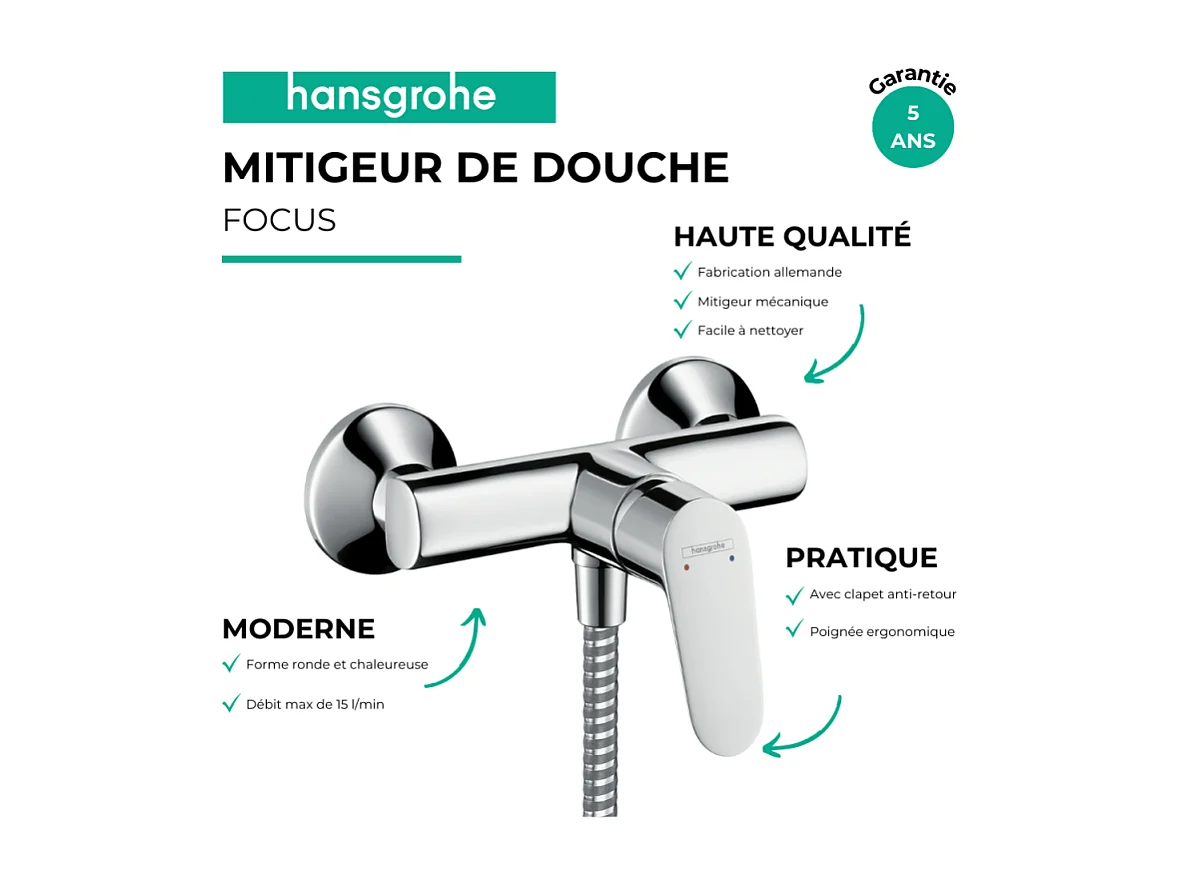 HANSGROHE Focus mezclador de ducha mecánico cromado