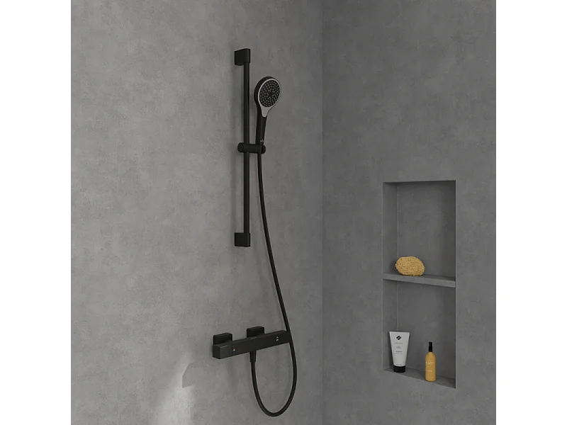Mitigeur douche thermostatique VILLEROY ET BOCH Universal rectangle Noir mat