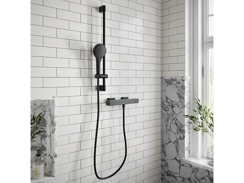 Mitigeur douche thermostatique VILLEROY ET BOCH Universal rectangle Noir mat