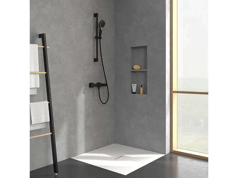 Mitigeur douche thermostatique VILLEROY ET BOCH Universal rectangle Noir mat