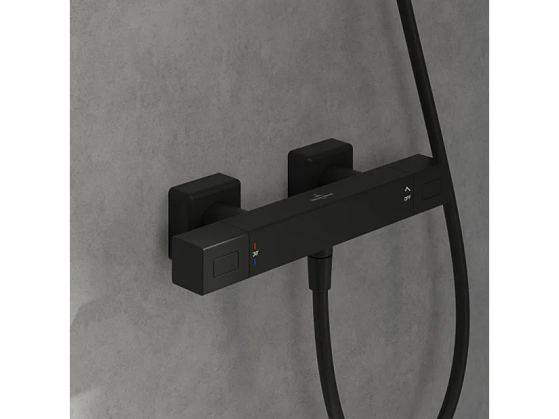 Mitigeur douche thermostatique VILLEROY ET BOCH Universal rectangle Noir mat