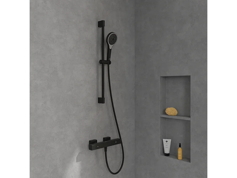 Mitigeur douche thermostatique VILLEROY ET BOCH Universal rectangle Noir mat