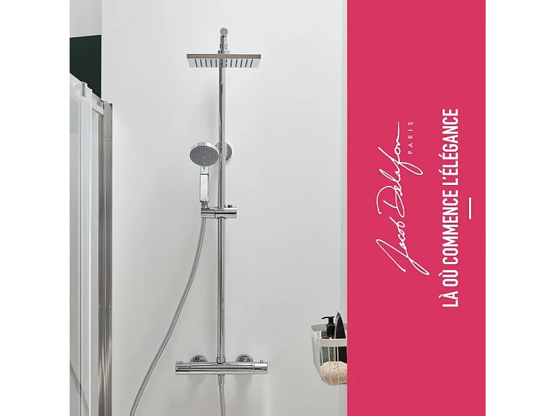 Colonne de douche thermostatique JACOB DELAFON Colette Chrome + nettoyant Briochin