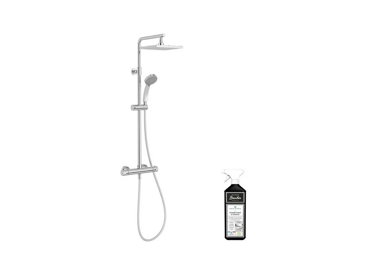 Colonne de douche thermostatique JACOB DELAFON Colette Chrome + nettoyant Briochin