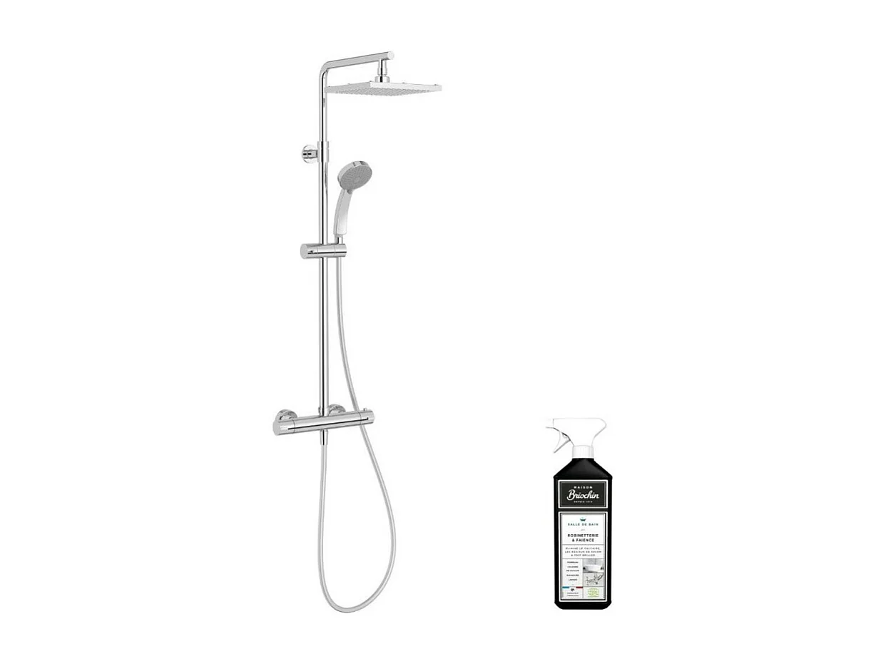 Colonne de douche thermostatique JACOB DELAFON Colette Chrome + nettoyant Briochin
