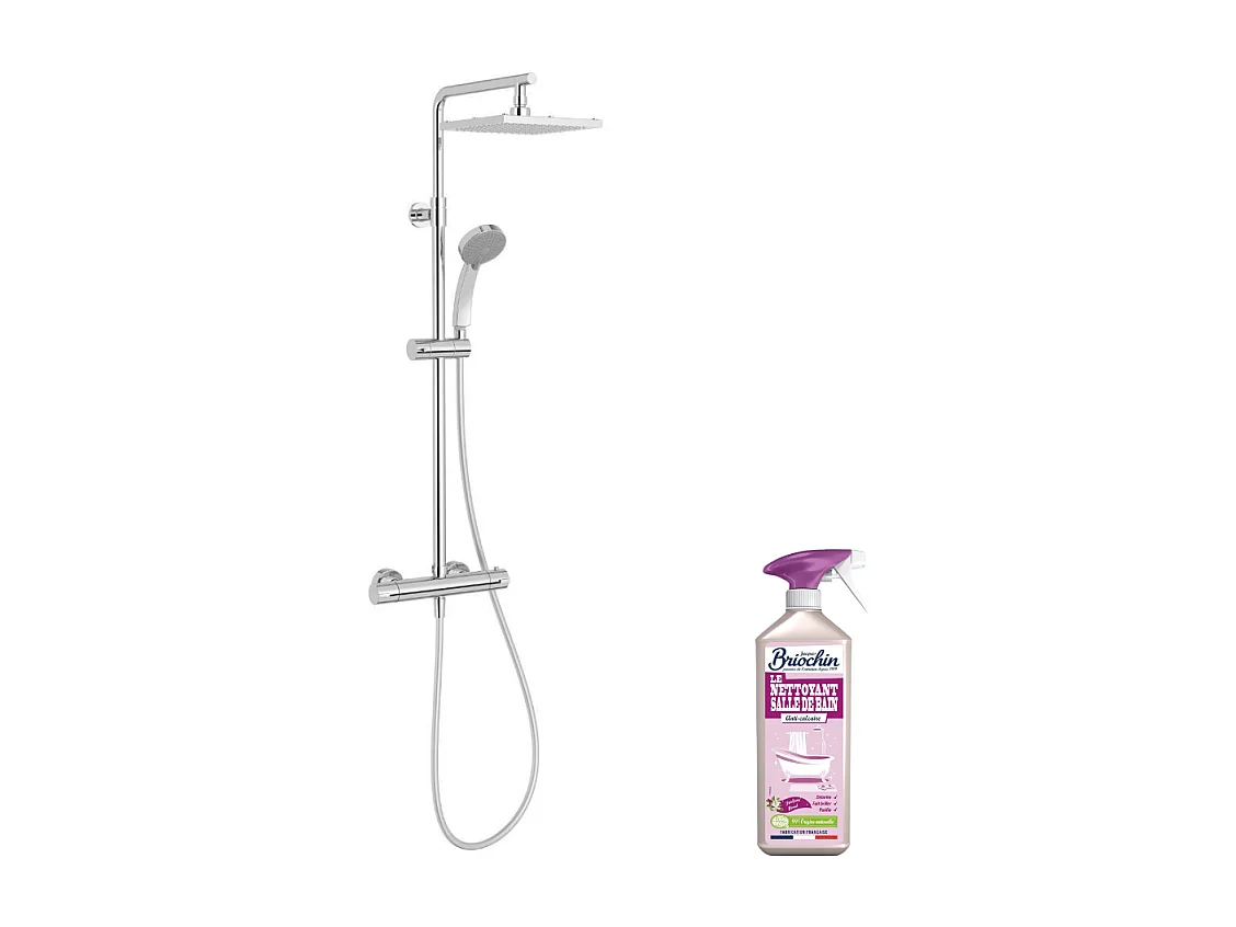 Colonne de douche thermostatique JACOB DELAFON Colette Chrome + nettoyant Briochin