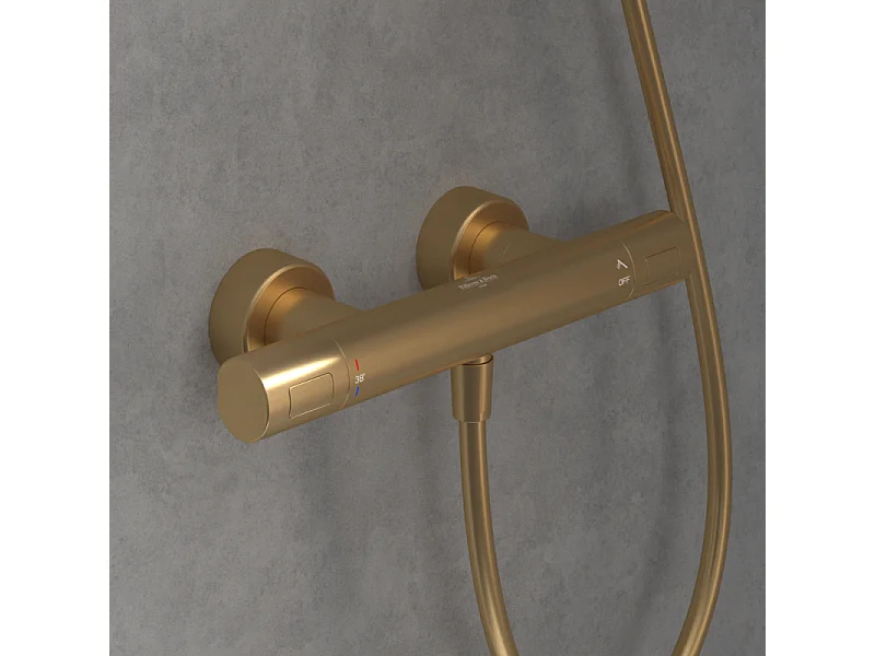 Mitigeur douche thermostatique VILLEROY ET BOCH Universal rond Or brossé