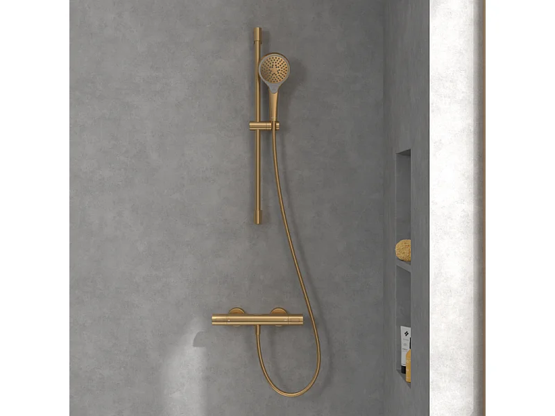 Mitigeur douche thermostatique VILLEROY ET BOCH Universal rond Or brossé