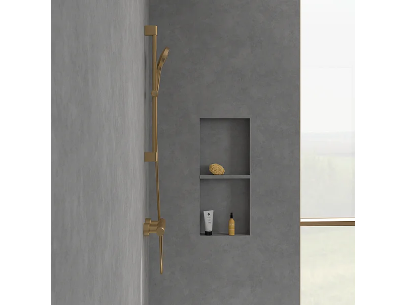 Mezclador termostático de ducha VILLEROY ET BOCH Universal Grifería redondo Oro Cepillado