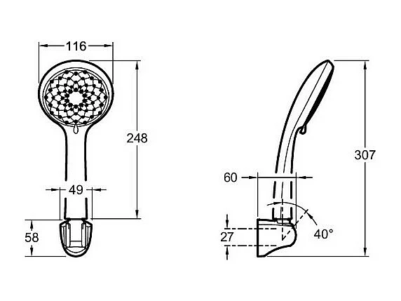 Douchette 3 jets JACOB DELAFON Awaken organic avec support