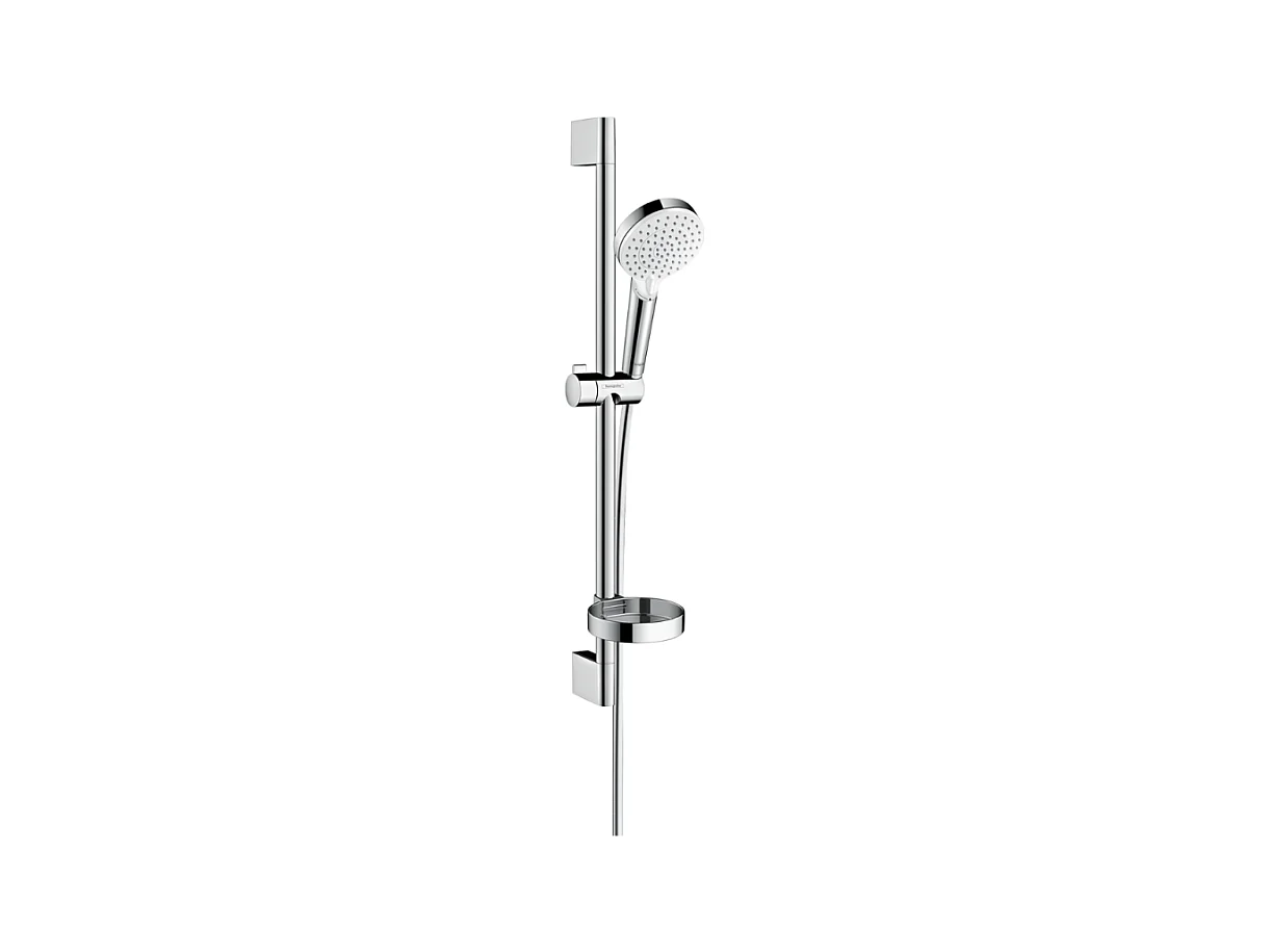HANSGROHE Crometta rociador flexible de 2 chorros, barra de 65 cm y jabonera blanco/cromo