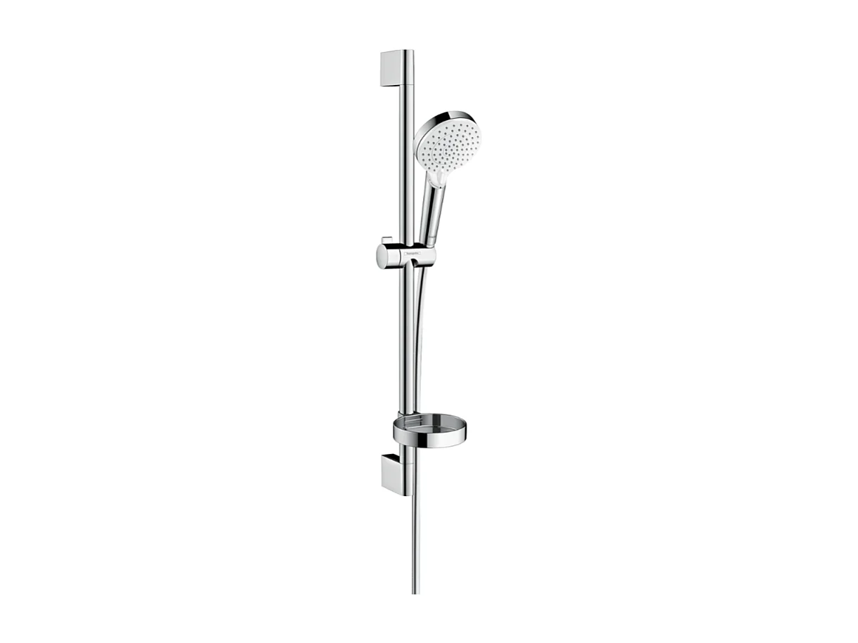 HANSGROHE Crometta rociador flexible de 2 chorros, barra de 65 cm y jabonera blanco/cromo