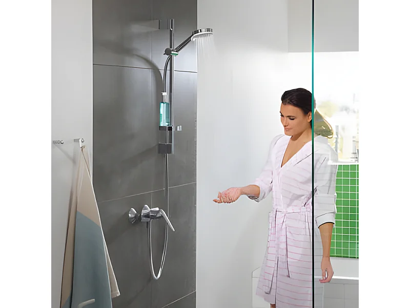 HANSGROHE Crometta rociador flexible de 2 chorros, barra de 65 cm y jabonera blanco/cromo