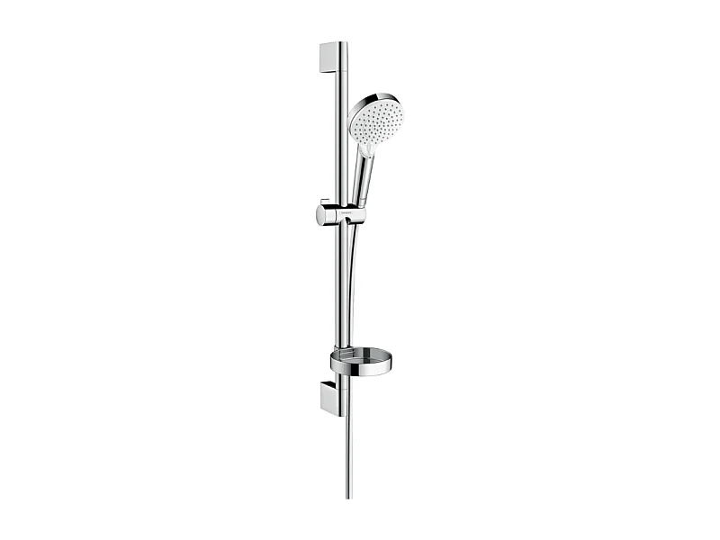 Pommeau de douche HANSGROHE Crometta 2 jets flexible barre 65 cm et porte-savon blanc/chromé