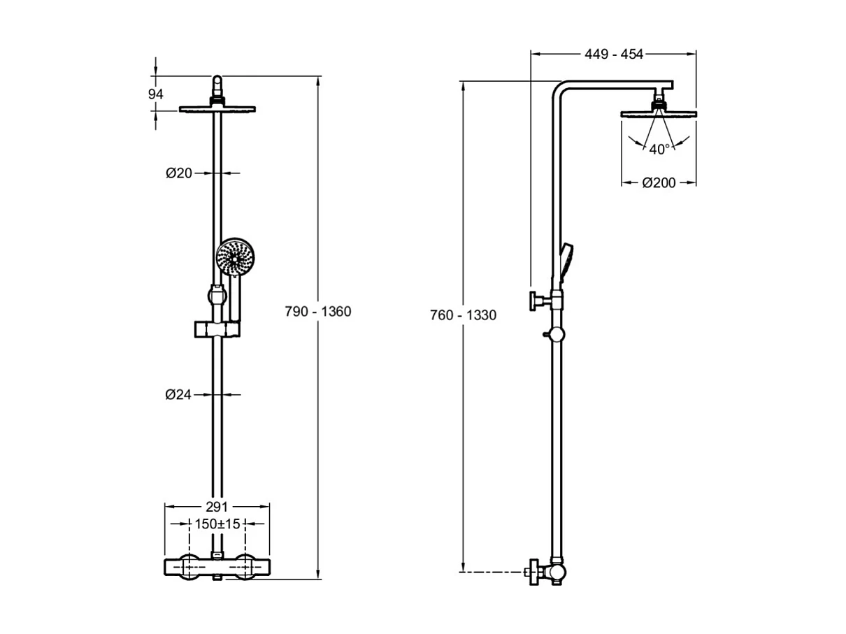 Jacob Delafon - Colonne de douche réglable avec mitigeur Brive 5 jets