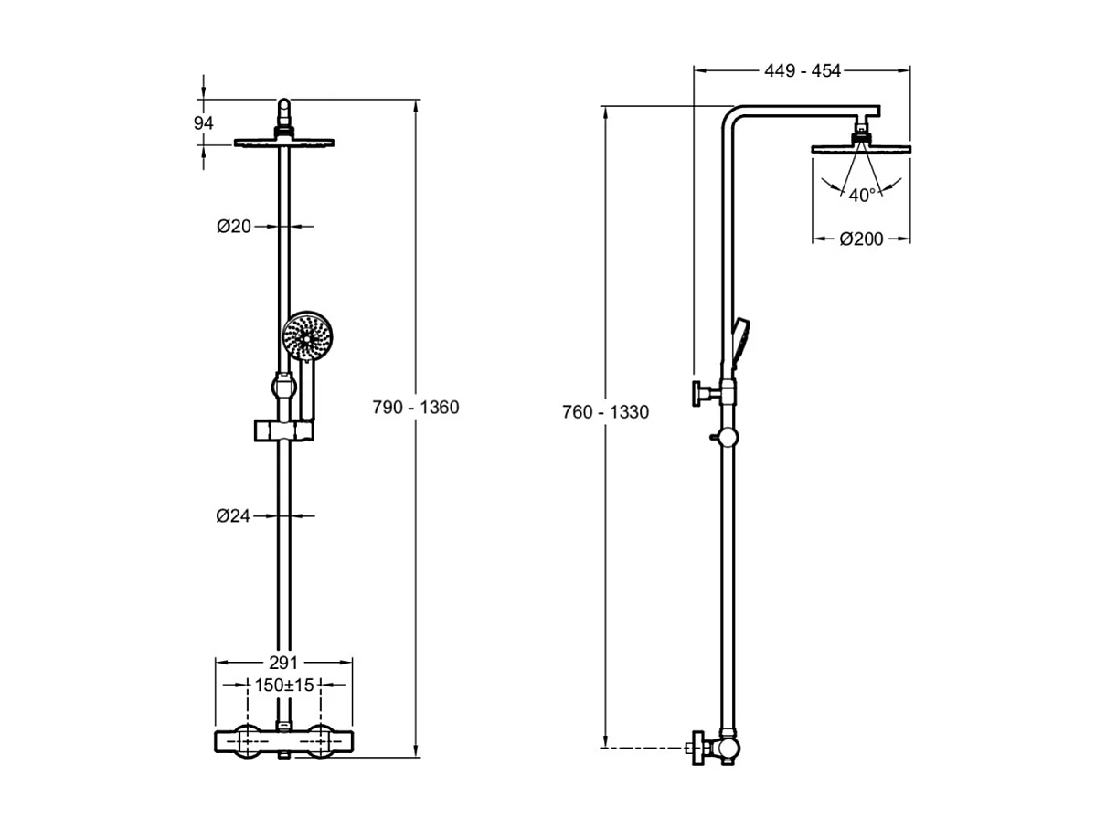 Jacob Delafon - Colonne de douche réglable avec mitigeur Brive 5 jets