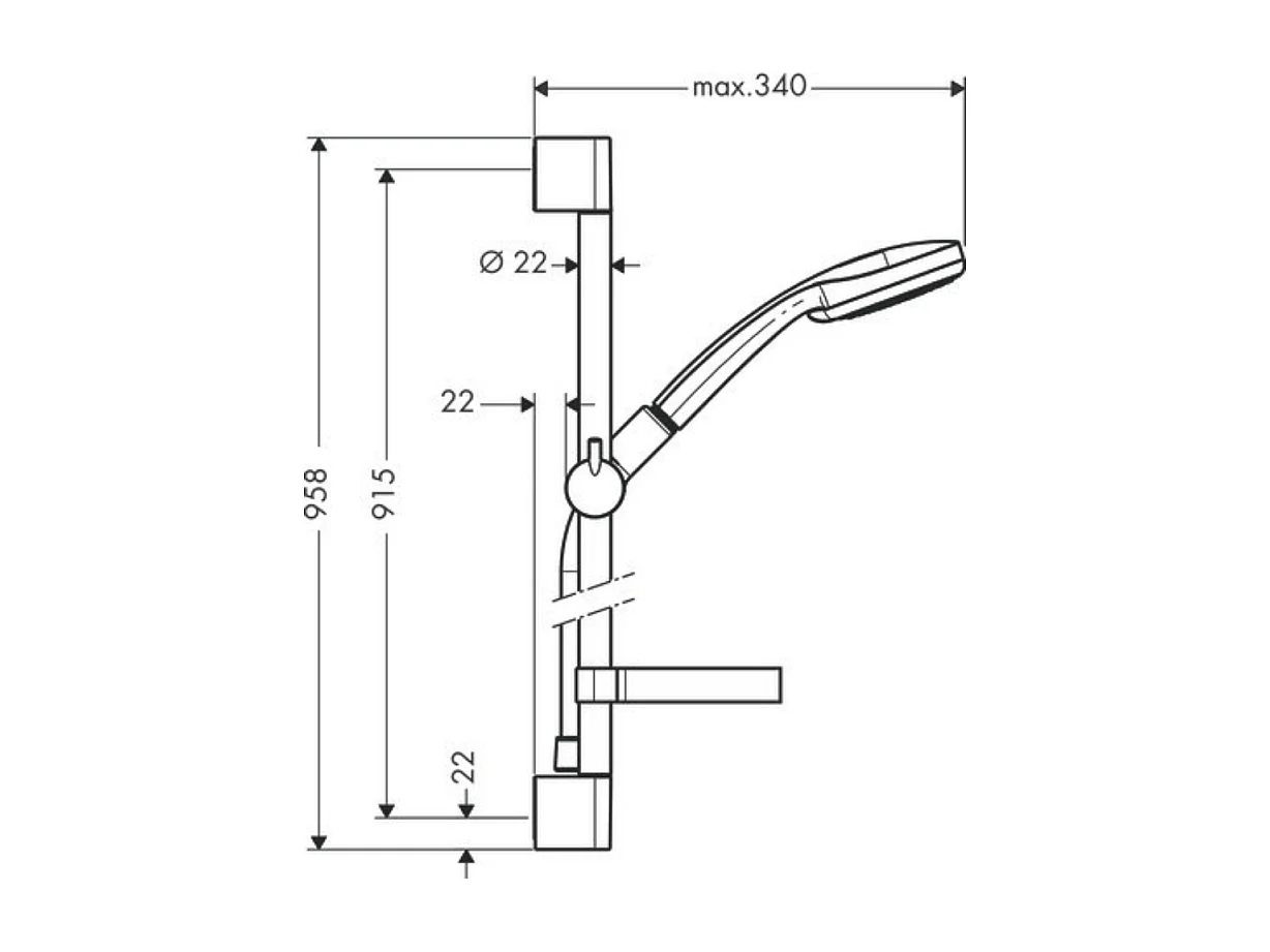 Conjunto de ducha multi con barra Unica'C 90 cm y jabonera cromada Hansgrohe Croma 100