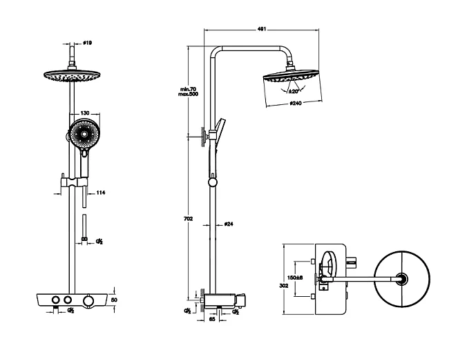 Colonne de douche VITRA Aquacontrol Charm 240 2F + Nettoyant Briochin