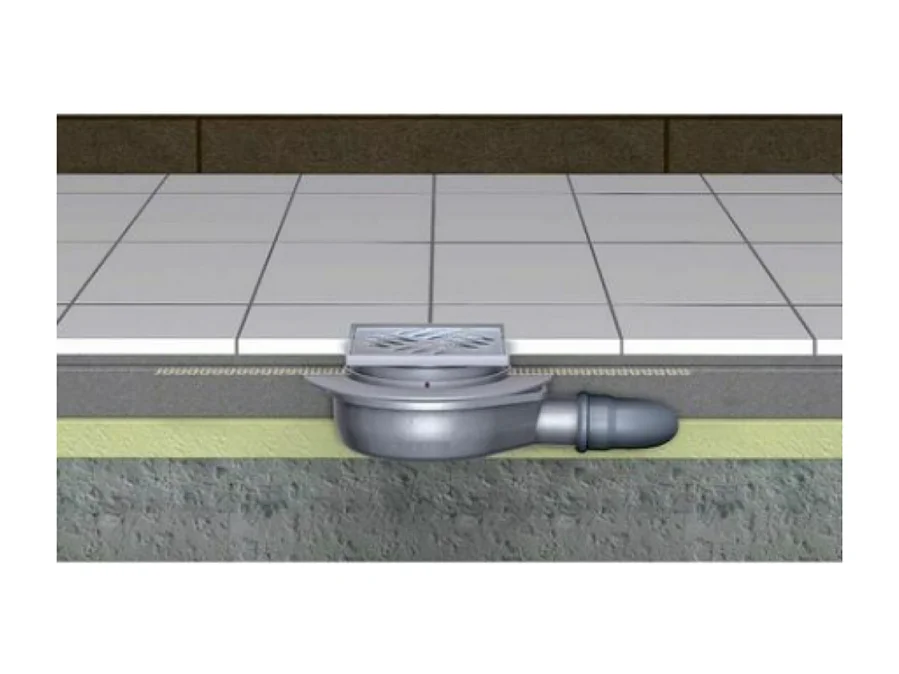 Bonde de douche sortie horizontale ultra plat 54 KESSEL avec grille et membrane d'étancheité