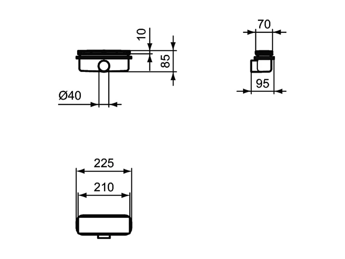 IDEAL STANDARD Bonde et cache Rectangulaire Chrome pour receveur Ultra Flat New