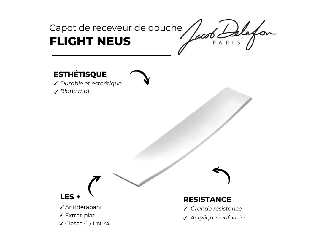 Jacob delafon - Capot pour receveur 80 cm Flight Neus blanc mat