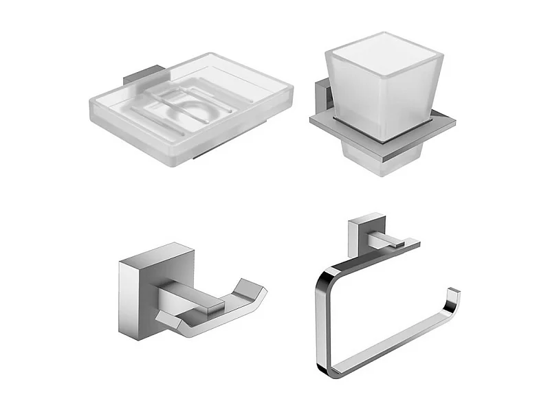 Lot accessoires salle de bain JACOB DELAFON Moderne porte-savon, porte-gobelet avec verre, anneau porte-serviettes et patère