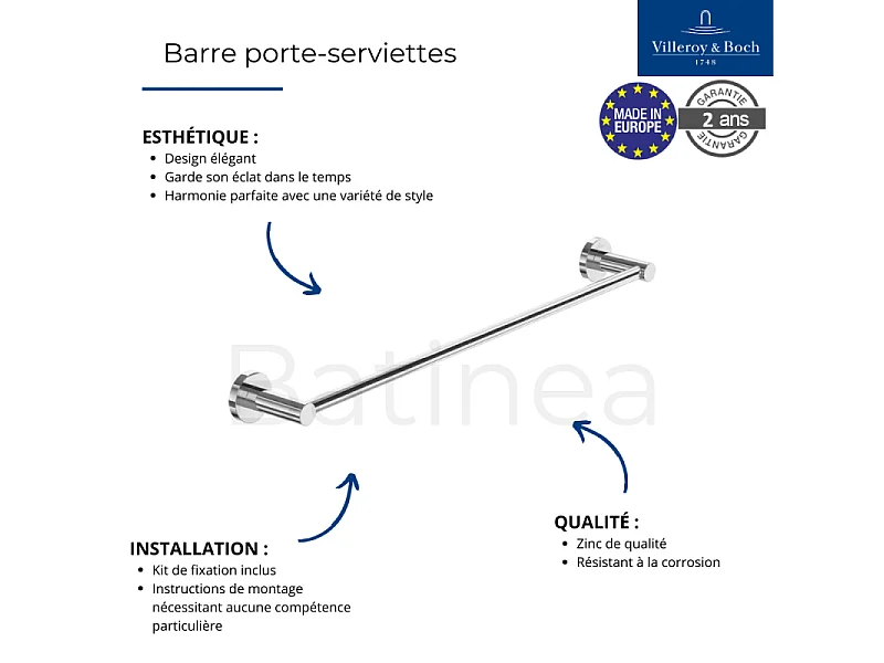Barre porte-serviettes VILLEROY ET BOCH Elements - Tender