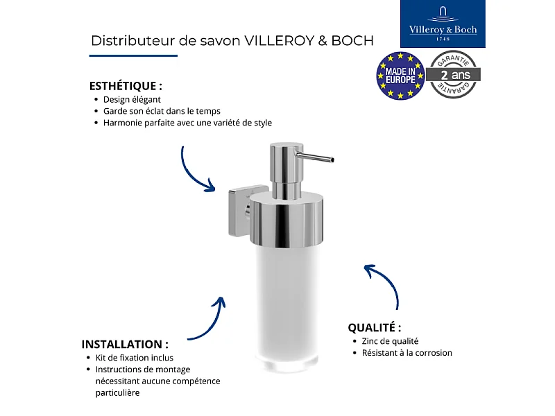 Distributeur de savon VILLEROY ET BOCH Elements - Striking Noir Mat