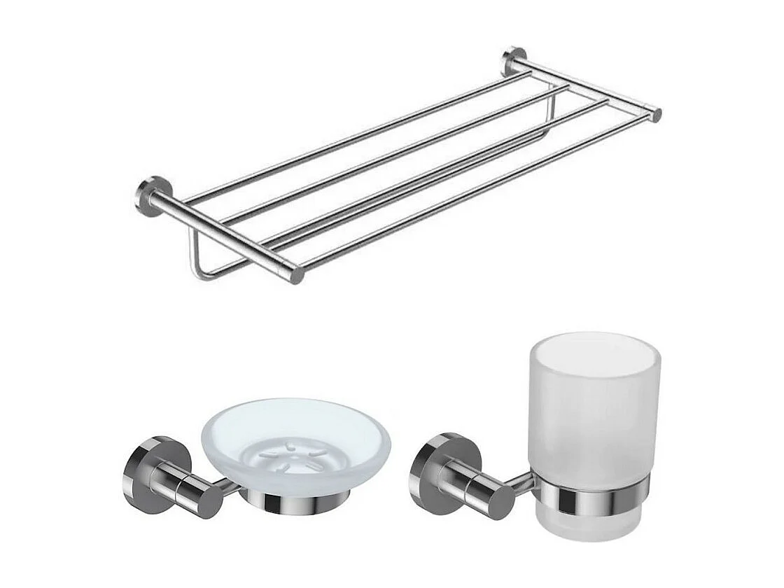 JACOB DELAFON Lot Porte savon Classique, Porte gobelet Classique avec verre et Rack à serviettes Classique