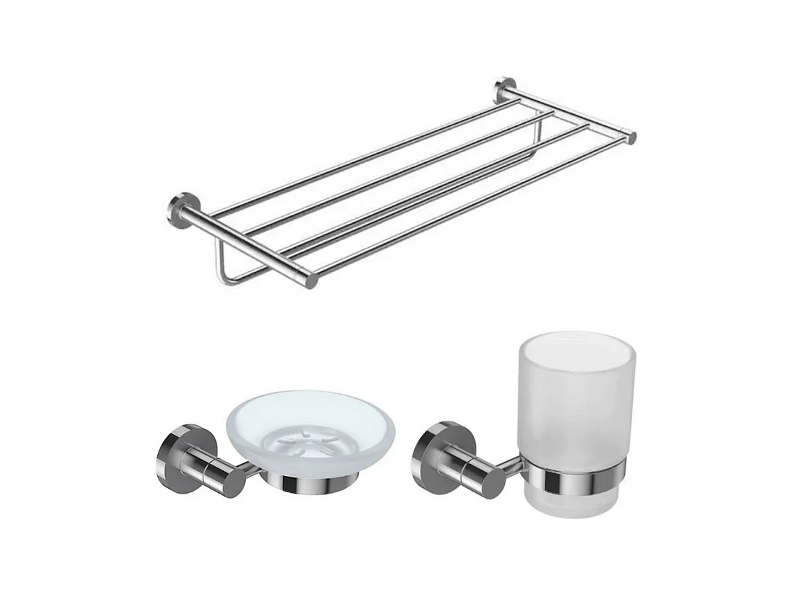 JACOB DELAFON Lot Porte savon Classique, Porte gobelet Classique avec verre et Rack à serviettes Classique