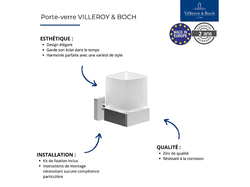 Porte-verre VILLEROY ET BOCH Elements - Striking  Chrome