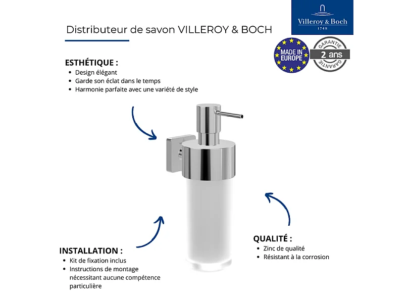 Distributeur de savon VILLEROY ET BOCH Elements - Striking aspect or brossé