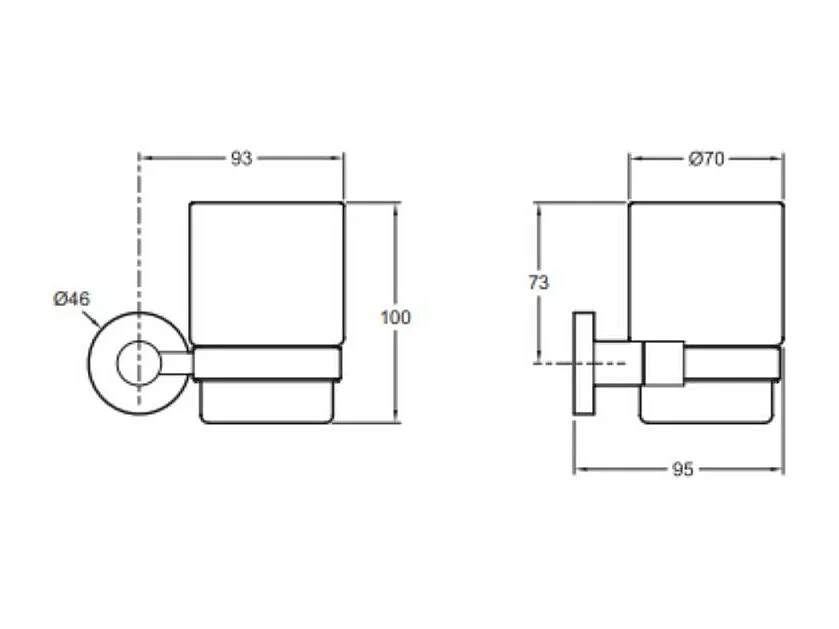Porte-gobelet + verre JACOB DELAFON Eo Classique Forme circulaire Chrome