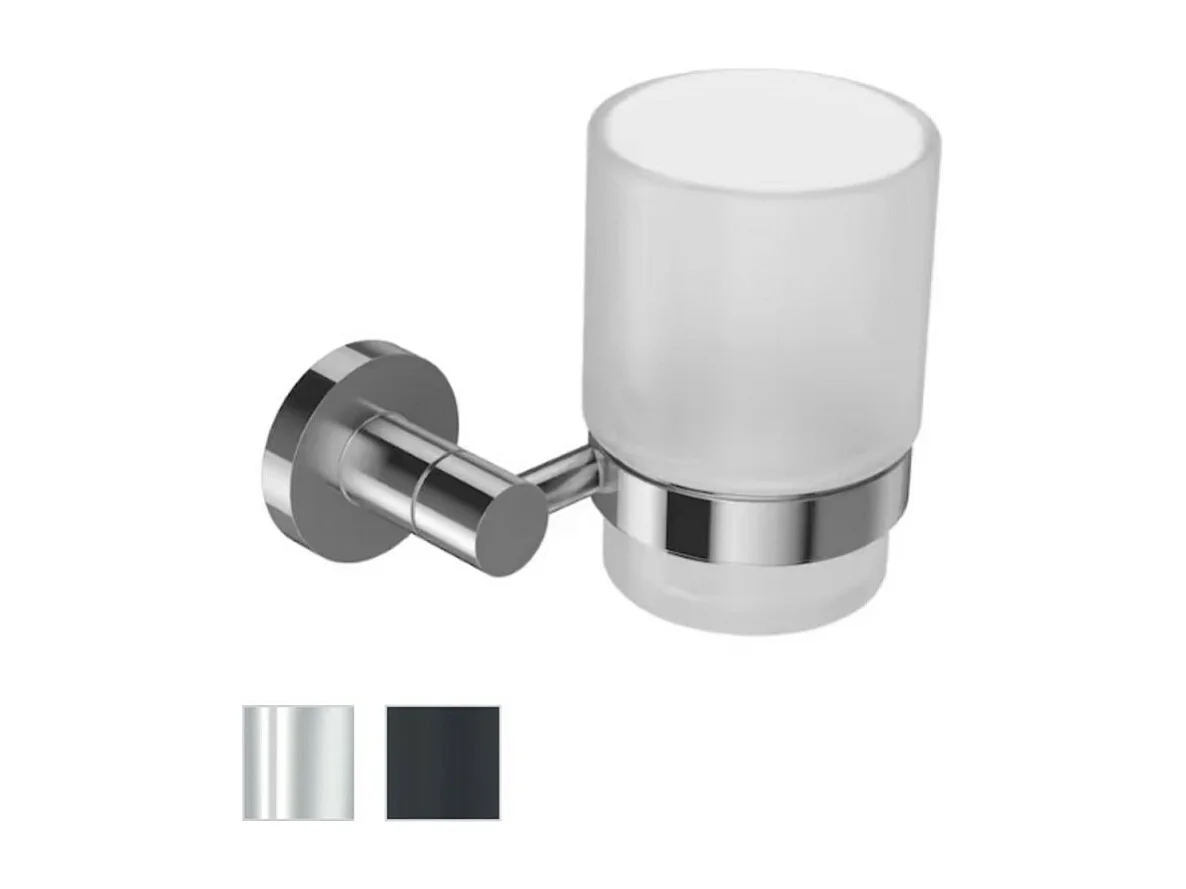 Porte-gobelet + verre JACOB DELAFON Eo Classique Forme circulaire Noir mat