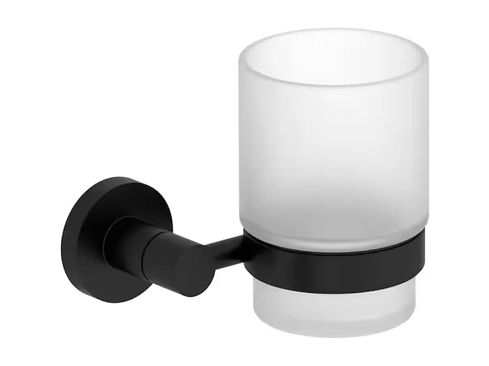 Porte-gobelet + verre JACOB DELAFON Eo Classique Forme circulaire Noir mat