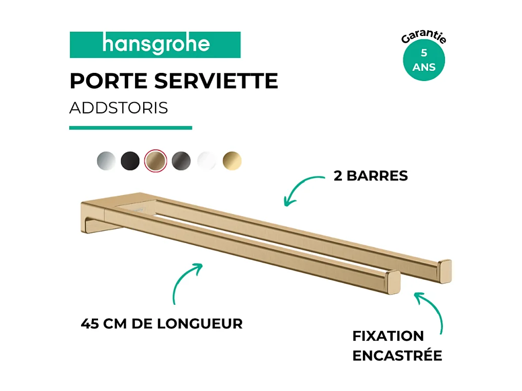HANSGROHE Toallero de doble brazo 450 mm bronce cepillado AddStoris