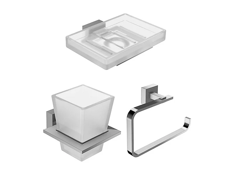 JACOB DELAFON Lot Porte savon Moderne, Porte gobelet Moderne avec verre et Anneau porte-serviettes Moderne